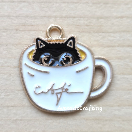 10 pieces // Cat in a Cup Charm / 20*21mm / Jewelry Making