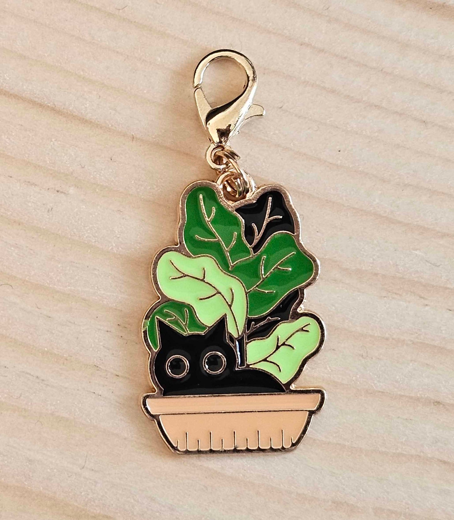 CAT IN A PLANT POT / Planner Charm / Journal Charm / Zipper Pull / Bookmark Charm