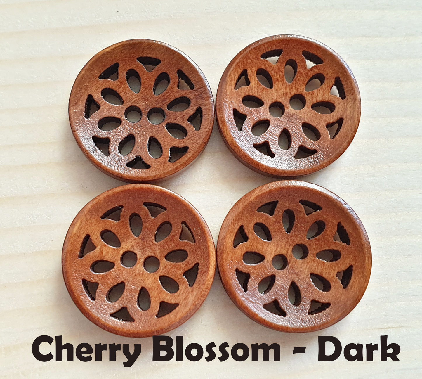 CHERRY BLOSSOM BROWN / 20mm / Wooden Filigree Buttons / Sewing Buttons