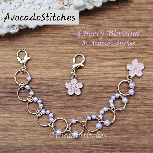 CHERRY BLOSSOM Progress Keeper Chain / Numbered Stitch Markers/ Row Counter for Knitting & Crochet / Notions