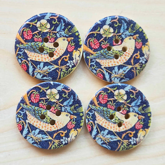 CHIRPING SONGBIRD / Wooden Buttons / 30mm (Set of 6)