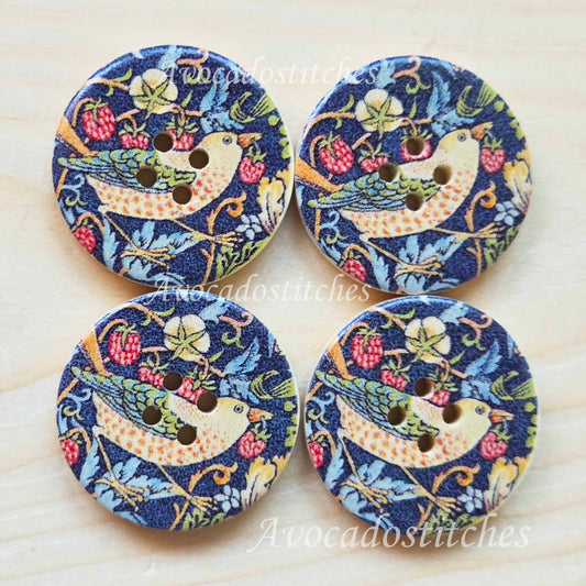 CHIRPING SONGBIRD / 30mm - 4 buttons / Wooden Buttons / Sewing Buttons (#exl)
