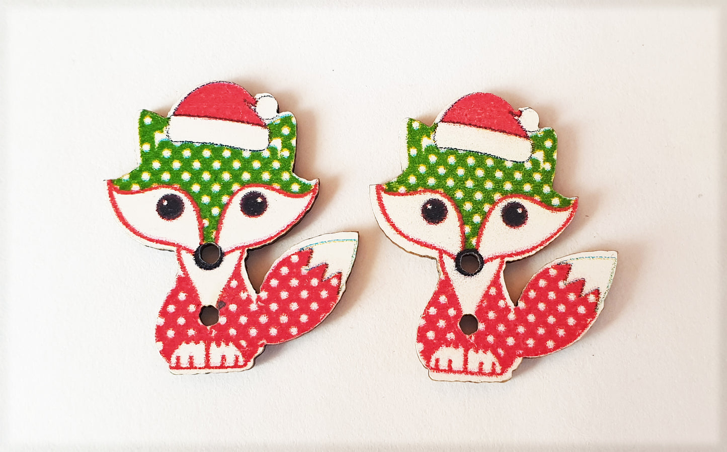 CHRISTMAS FOX / 30*25mm / Wooden Buttons / Sewing Buttons