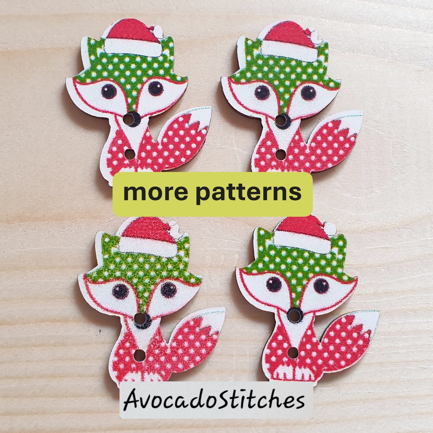 FOX / 8 buttons / Wooden Buttons / Sewing Buttons