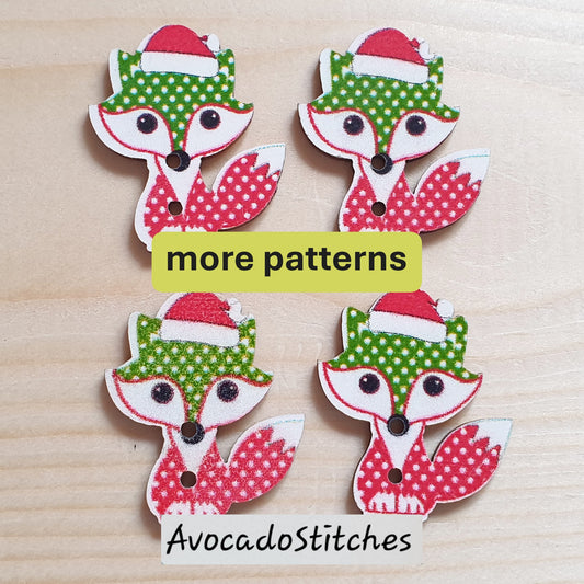 FOX / 8 buttons / Wooden Buttons / Sewing Buttons
