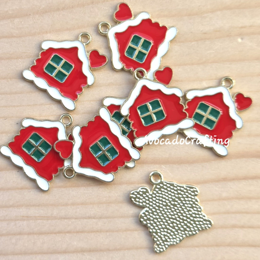 10 pieces // Christmas House Charm / 16*17mm / Jewelry Making