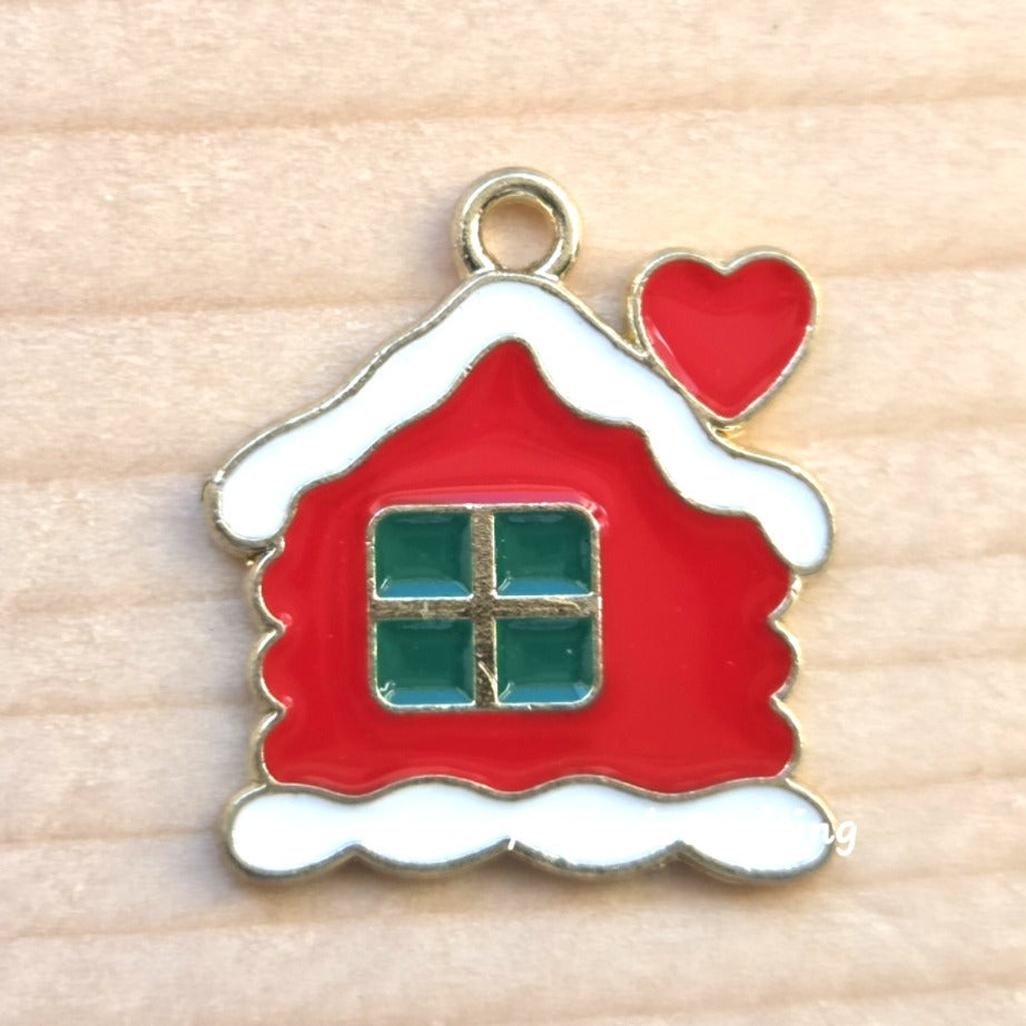 10 pieces // Christmas House Charm / 16*17mm / Jewelry Making