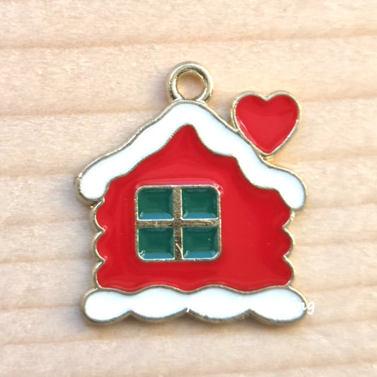 10 pieces // Christmas House Charm / 16*17mm / Jewelry Making