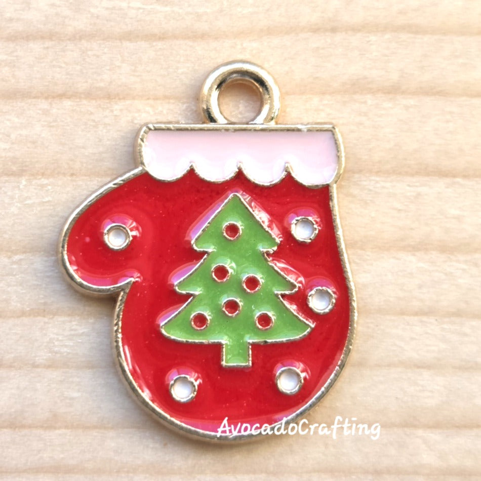 Christmas Mitten Charm / 10 pieces / Jewelry Making