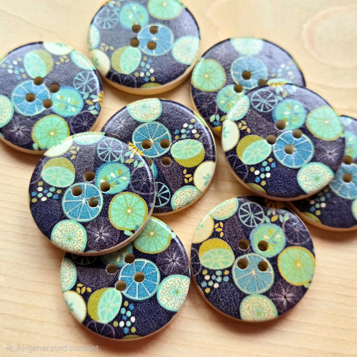 Citrus Garden / Wooden Buttons / 30mm (Set of 6)