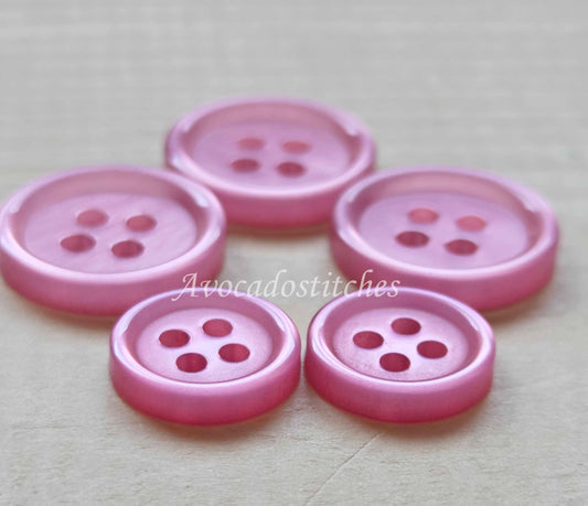 Clearance // ROSE PINK 4-Hole Resin Buttons — 11.5-15mm Shirt Buttons (Set of 20)