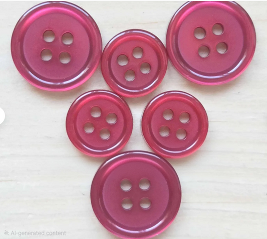 Clearance // WINE RED 4-Hole Resin Buttons — 11.5-15mm Shirt Buttons (Set of 20)
