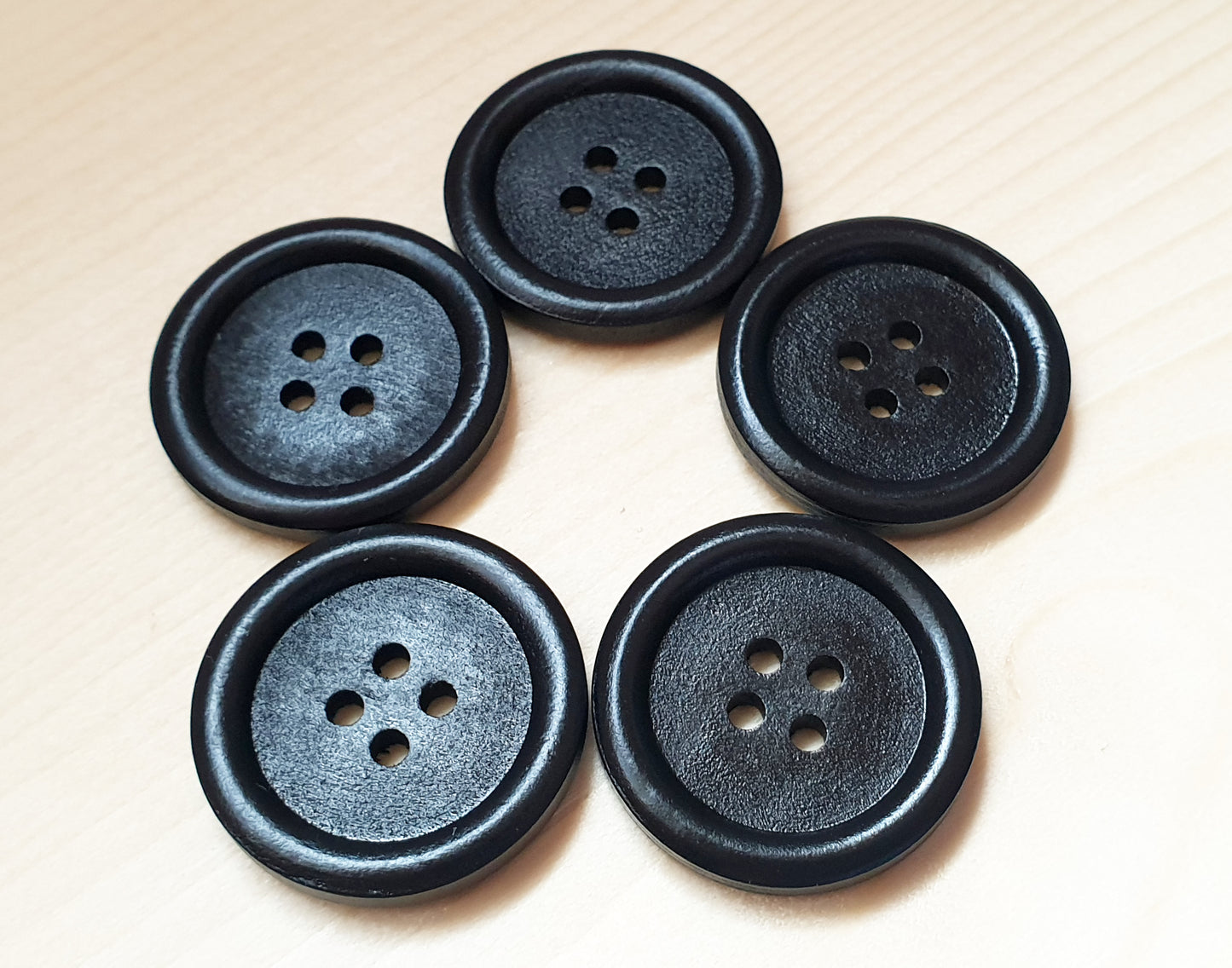 4-HOLE BLACK / 28-35mm / Set of 6 buttons / Wooden Buttons / Sewing Buttons