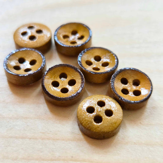 COFFEE EDGE MINI / Coffee Brown 2-Hole Wooden Buttons / 9mm (Set of 8)