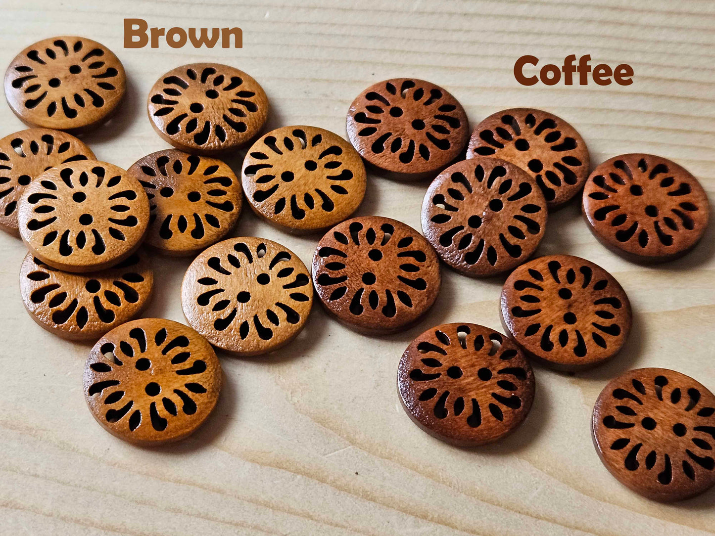 COMMON DAISY / 20mm - 6 buttons / Wooden Filigree Buttons / Sewing Buttons