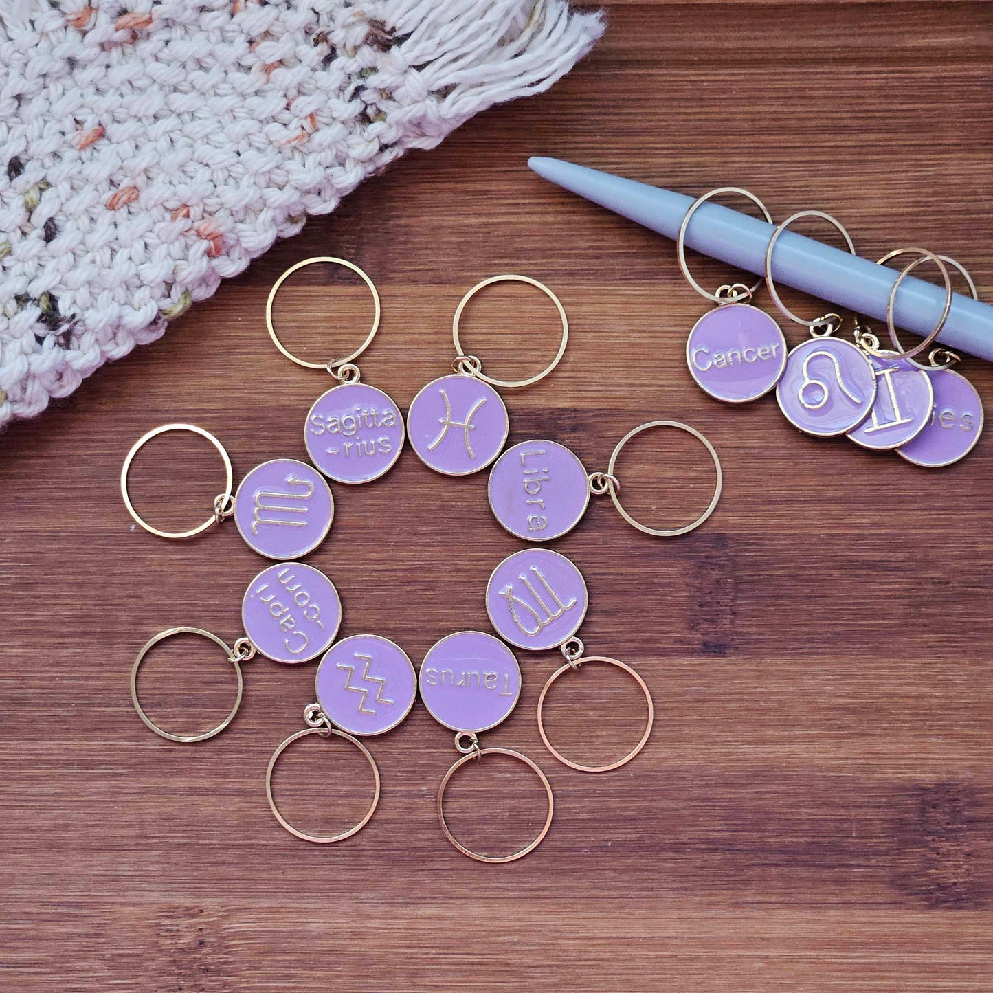 12 CONSTELLATIONS - Purple Jumbo / 12 pieces / Knitting Stitch Markers / Knitting Notions