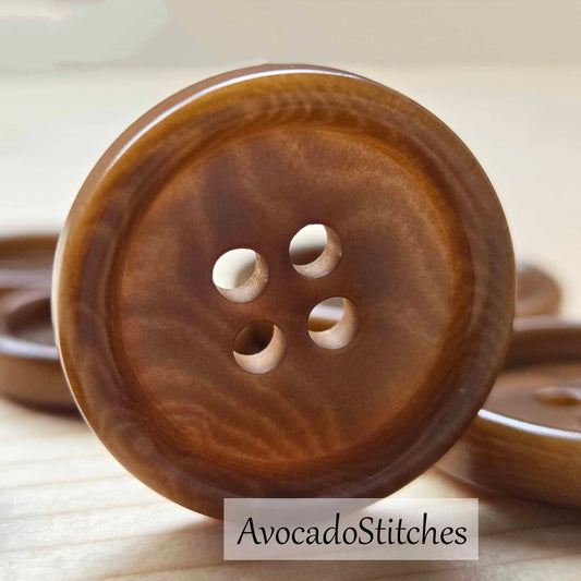 COROZO 4-Hole Classic Brown / 15-20mm / Set of 6 buttons / Corozo Buttons / Tagua Vegetable Ivory Buttons / Sewing Buttons