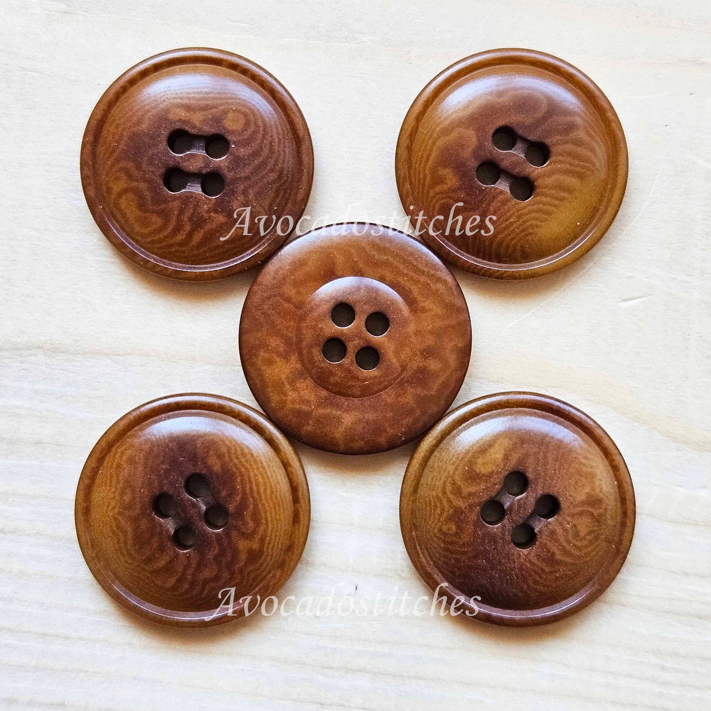 COROZO 4-Hole Bread Walnut Brown / 17-23mm / Set of 6 buttons / Corozo Buttons / Tagua Vegetable Ivory Buttons / Sewing Buttons