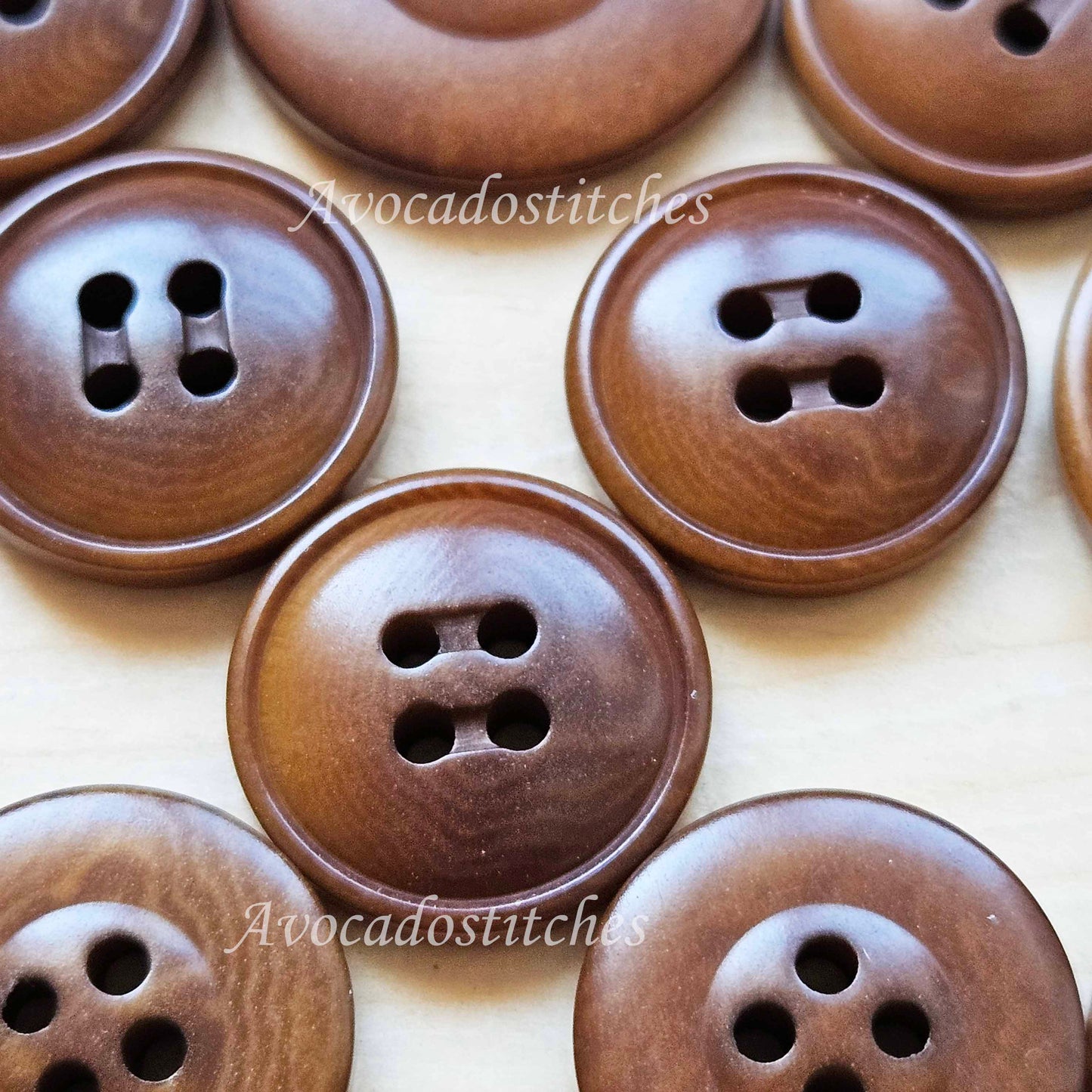 COROZO 4-Hole Bread Walnut Brown / 17-23mm / Set of 6 buttons / Corozo Buttons / Tagua Vegetable Ivory Buttons / Sewing Buttons