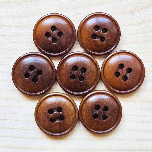 COROZO 4-Hole Bread Walnut Brown / 17-23mm / Set of 4 buttons / Corozo Buttons / Tagua Vegetable Ivory Buttons / Sewing Buttons