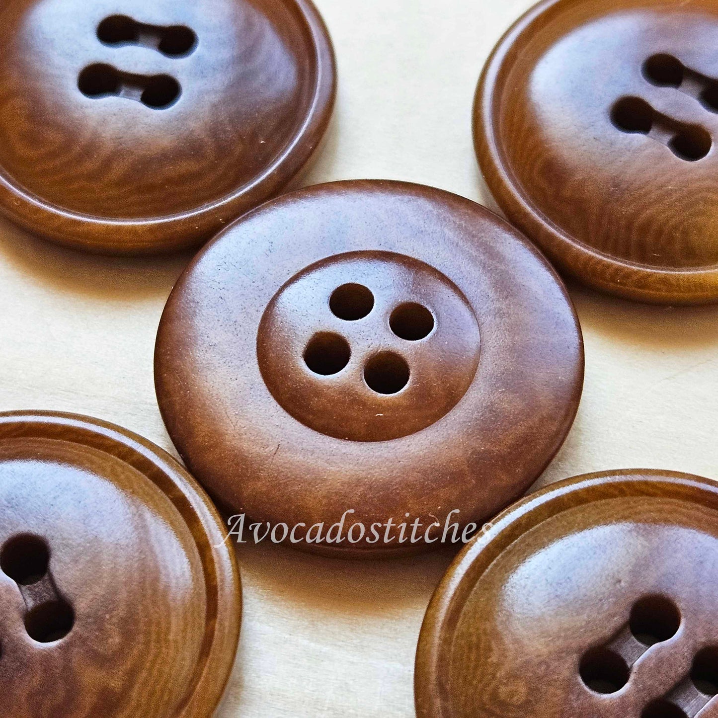 COROZO 4-Hole Bread Walnut Brown / 17-23mm / Set of 6 buttons / Corozo Buttons / Tagua Vegetable Ivory Buttons / Sewing Buttons