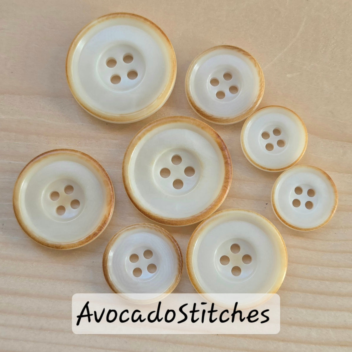 COROZO Charred Ivory / Ivory 4-Hole Corozo Buttons / 15-25mm