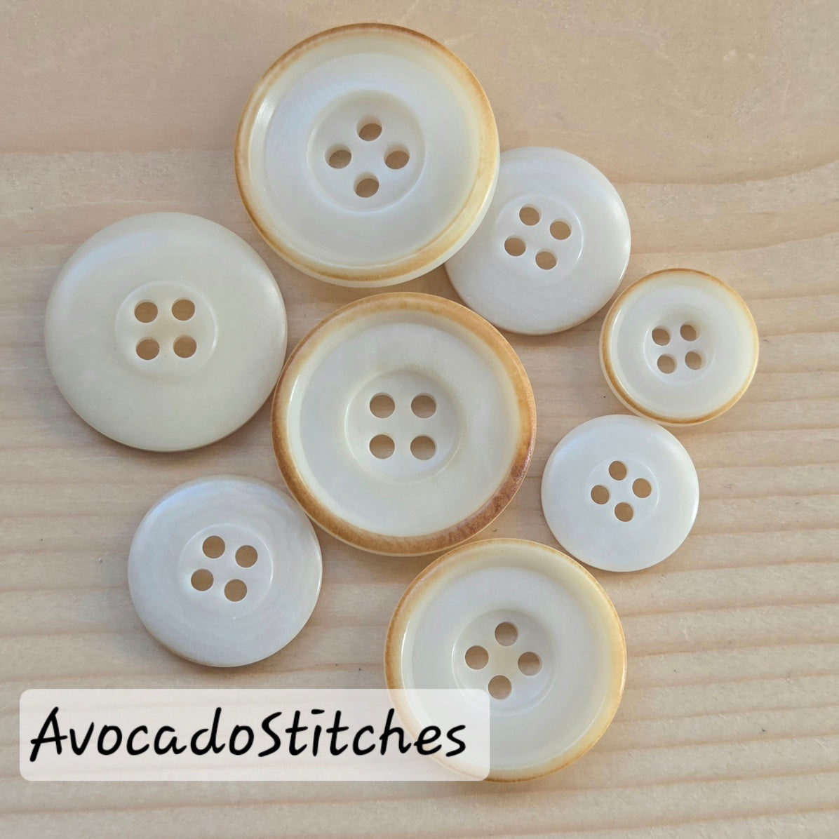 COROZO Charred Ivory / Ivory 4-Hole Corozo Buttons / 15-25mm