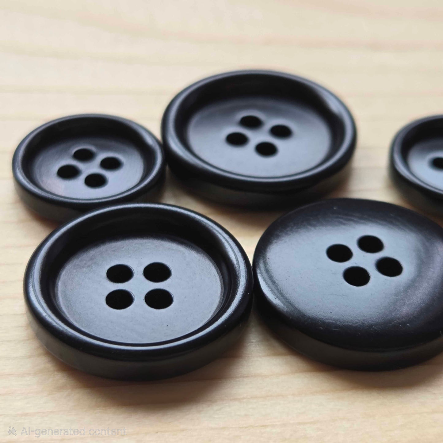 COROZO Classic Black / Black 4-Hole Corozo Buttons / 15-20mm (Set of 6)