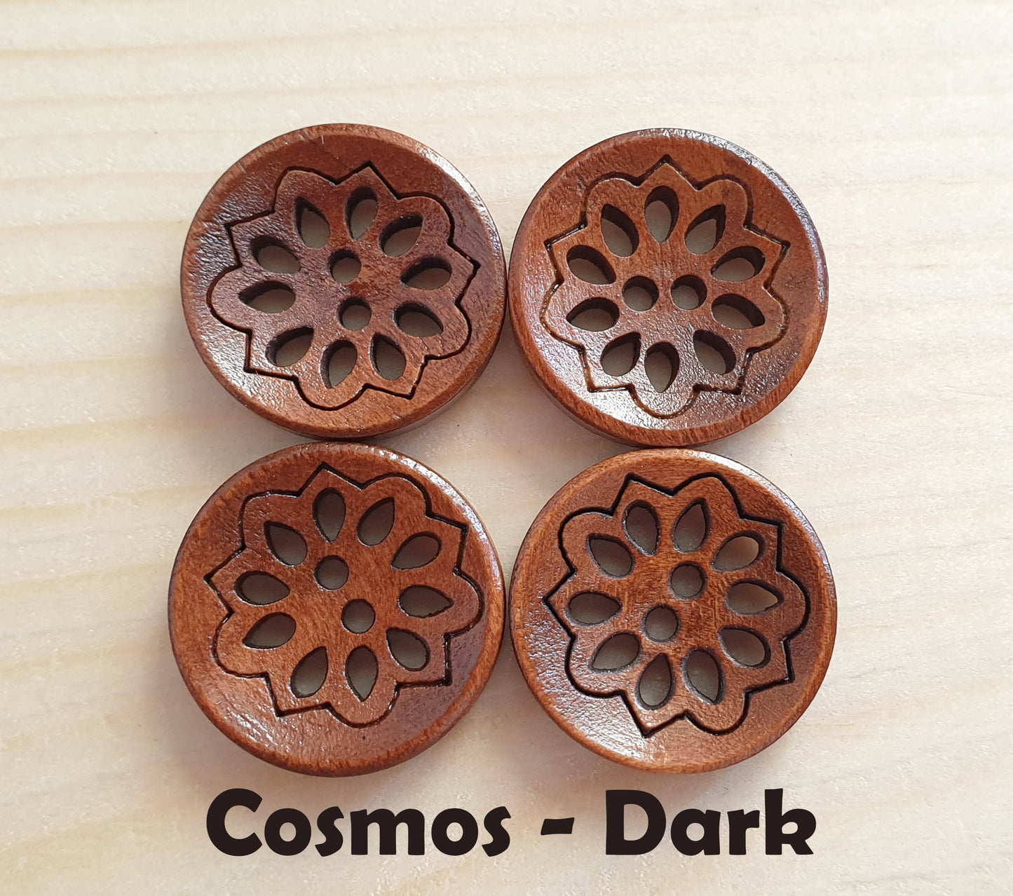 COSMO BROWN / 20mm / Wooden Filigree Buttons / Sewing Buttons