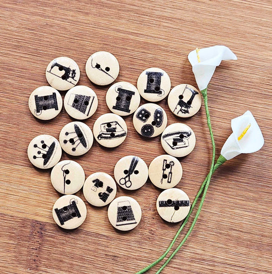 CRAFTING / 15mm / Wooden Buttons / Sewing Buttons