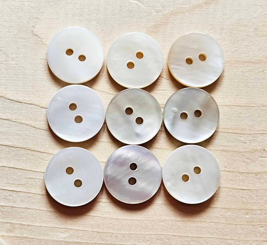 2-HOLE WHITE SEASHELL / 13.5mm - 6 buttons / MOP Shell Buttons / Sewing Buttons