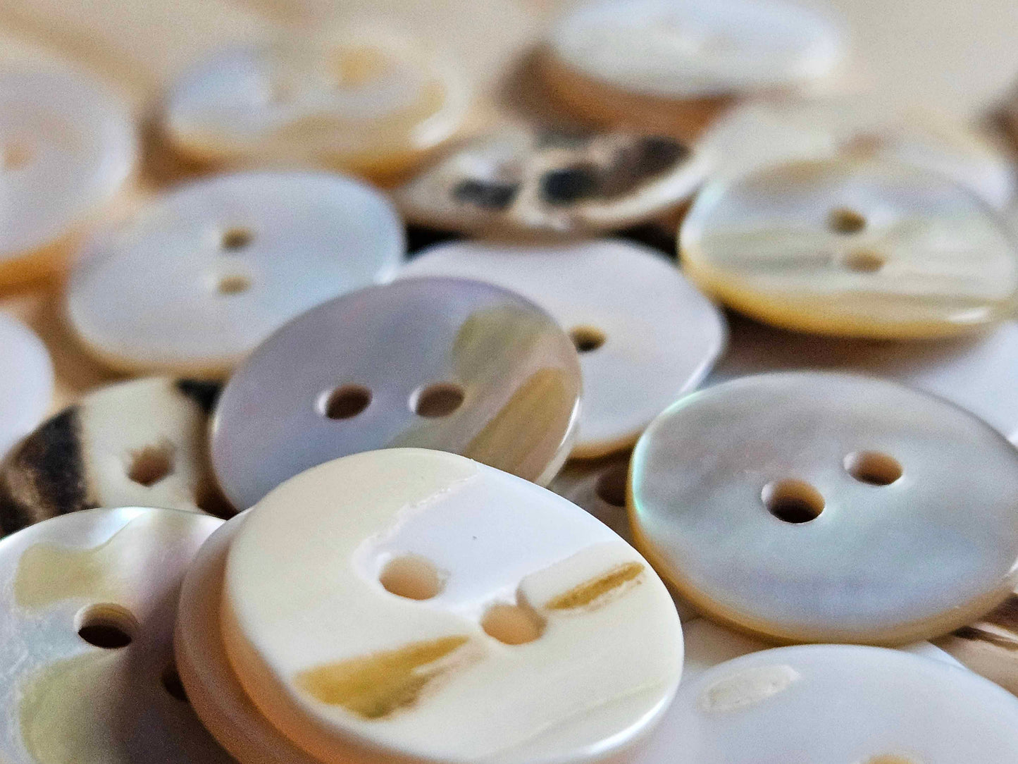 2-HOLE WHITE SEASHELL / 13.5mm - 6 buttons / MOP Shell Buttons / Sewing Buttons