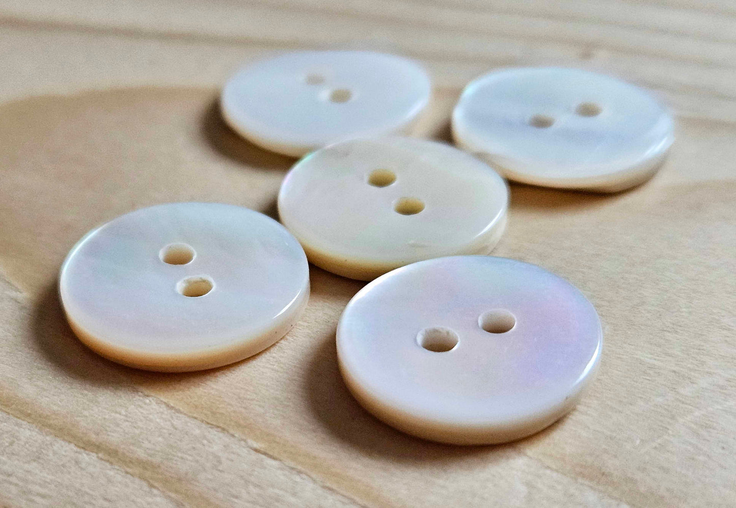 2-HOLE WHITE SEASHELL / 13.5mm - 6 buttons / MOP Shell Buttons / Sewing Buttons