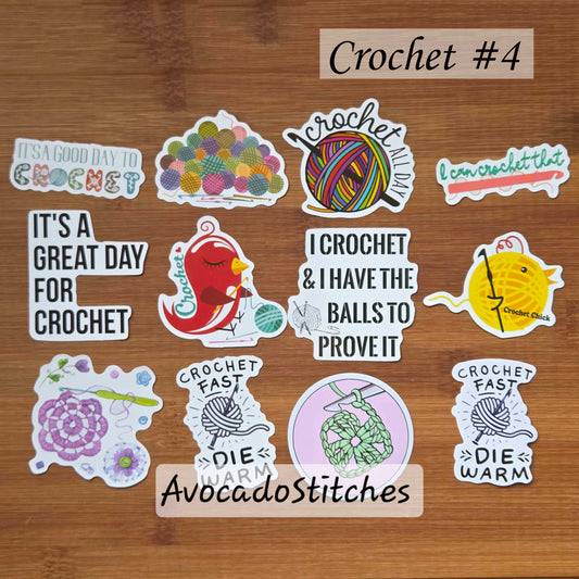 Crochet Lovers / Waterproof Sticker Pack / 12 Designs (crochet #4)