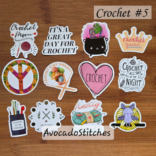 Crochet Lovers / Waterproof Sticker Pack / 12 Designs (crochet #5)