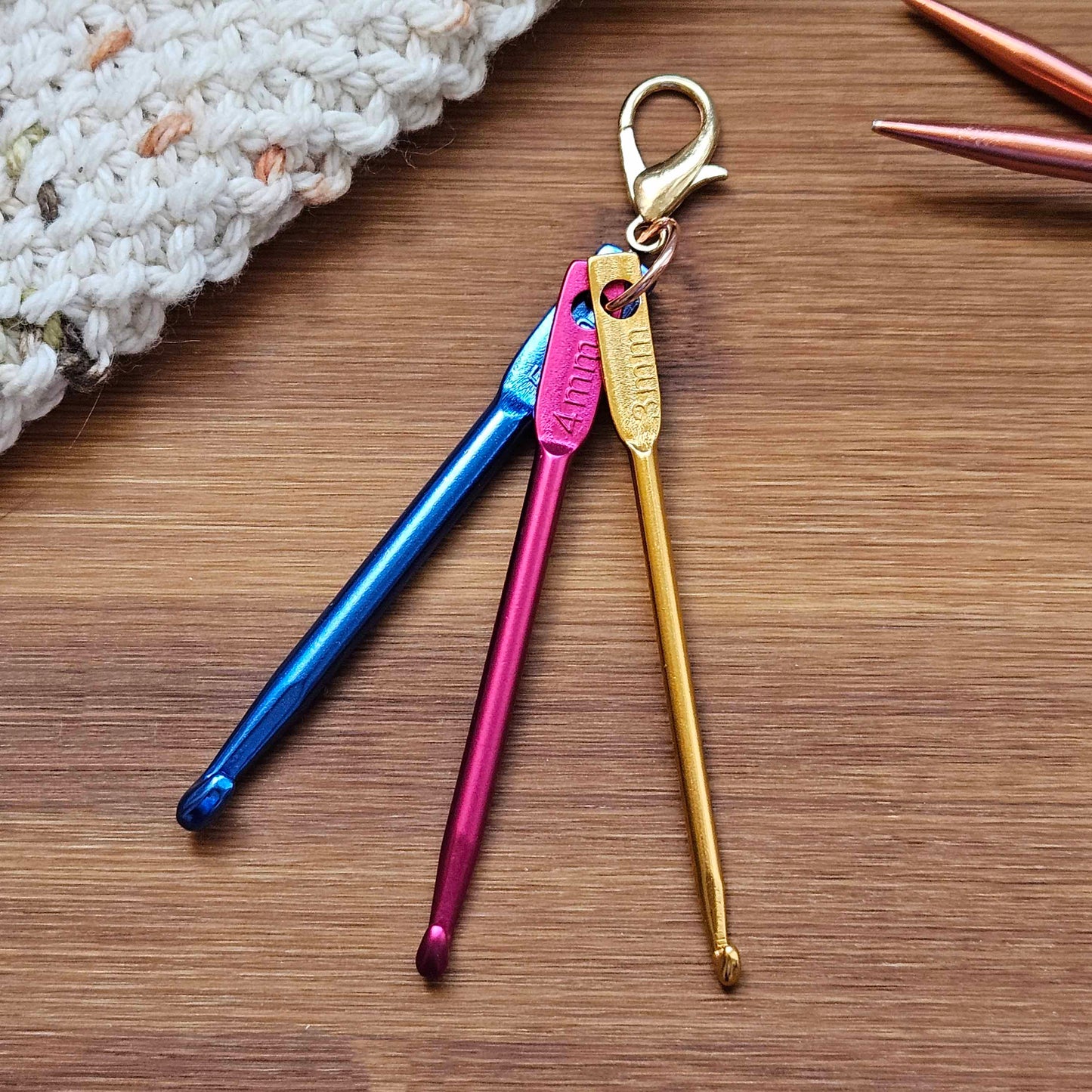 PINK FLORAL Essential Emergency Knitting & Crochet Keychain Kit / Knitting Notion Kit