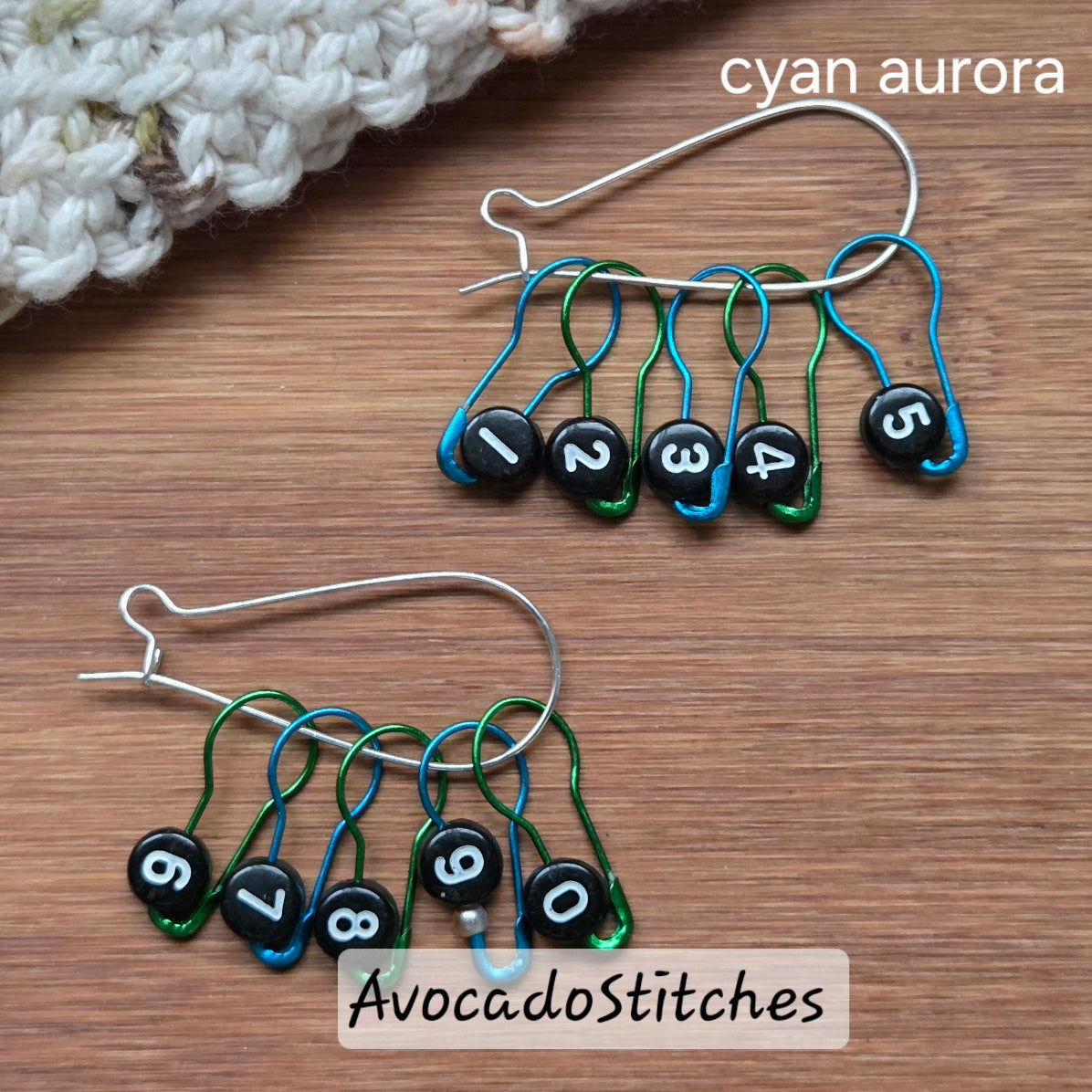 METALLIC BLACK BEAUTIES / Set of 12 / Numbered Bulb Pins Stitch Marker Set / Crochet Knitting Stitch Markers / Notions