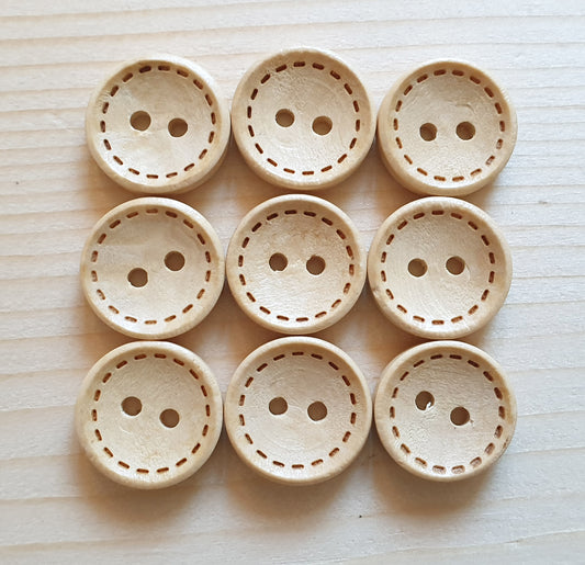 DASH / Beige Cream 2-Hole Wooden Buttons / 11.5-38mm
