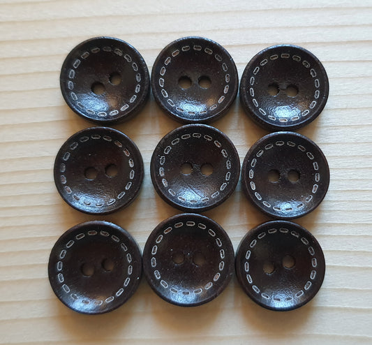 DASH DARK BROWN 2-Hole / 15-20mm / Set of 8 buttons / Wooden Buttons / Sewing