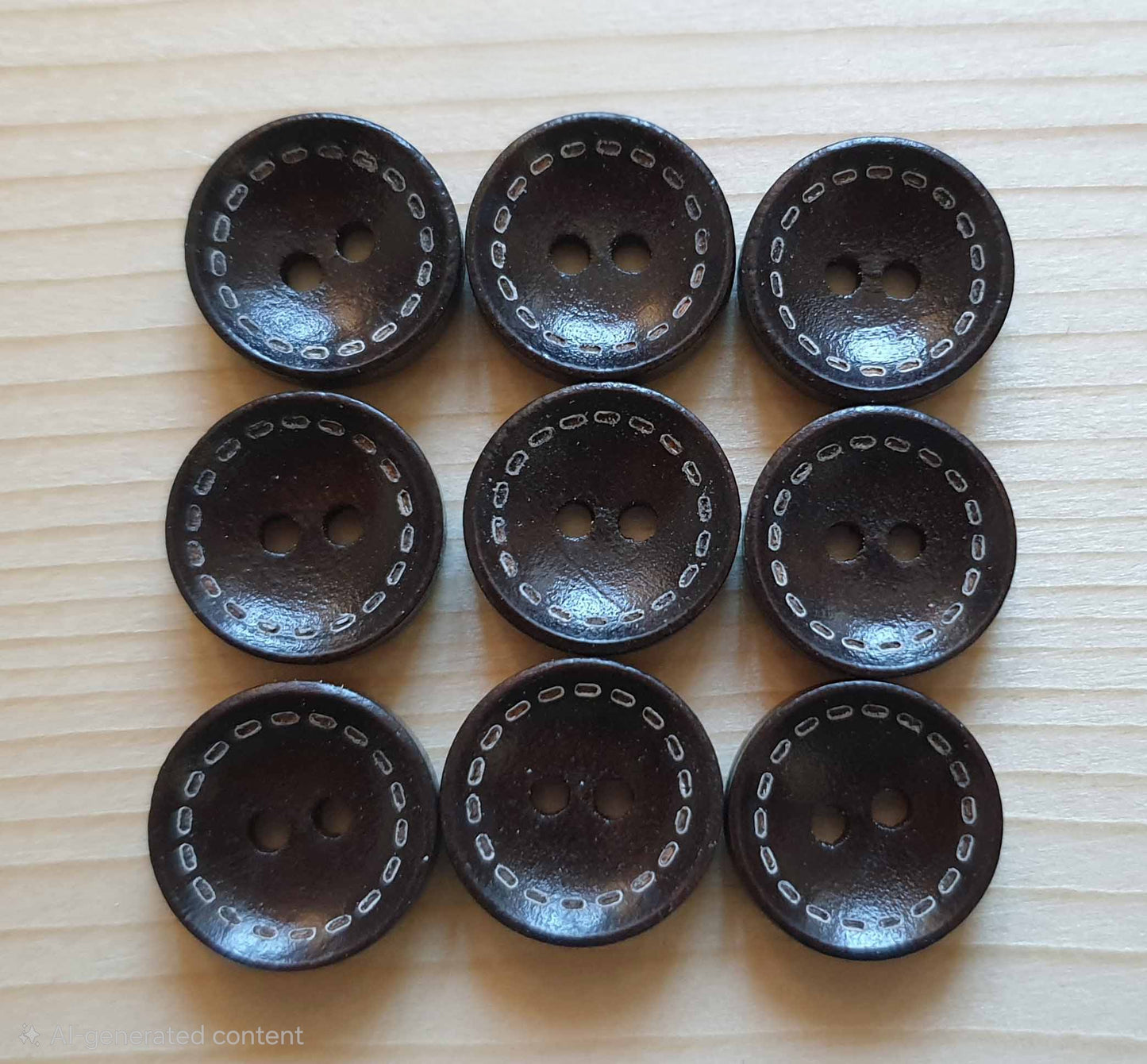 DASH / Dark Brown 2-Hole Wooden Buttons / 11.5-20mm (Set of 8)