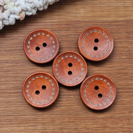 DASH / Maroon Brown 2-Hole Wooden Buttons / 20-30mm
