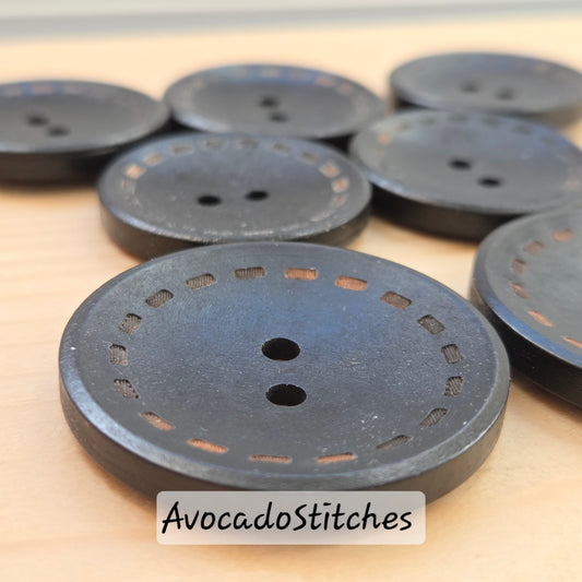 DASH BLACK 2-Hole / 30-38mm / Wooden Buttons / Sewing Buttons