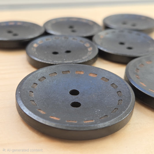DASH / Black 2-Hole Wooden Buttons / 30-38mm (Set of 4)