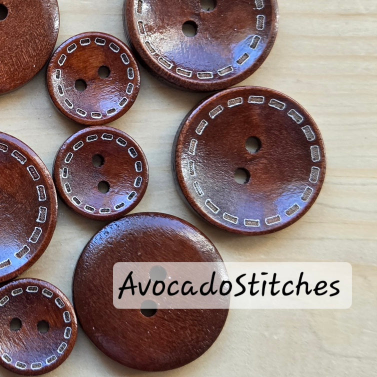 DASH COFFEE BROWN 2-Hole / 12.5-38mm / Wooden Buttons / Sewing Buttons