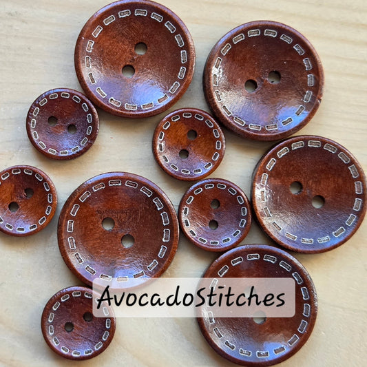DASH COFFEE BROWN 2-Hole / 12.5-38mm / Wooden Buttons / Sewing Buttons