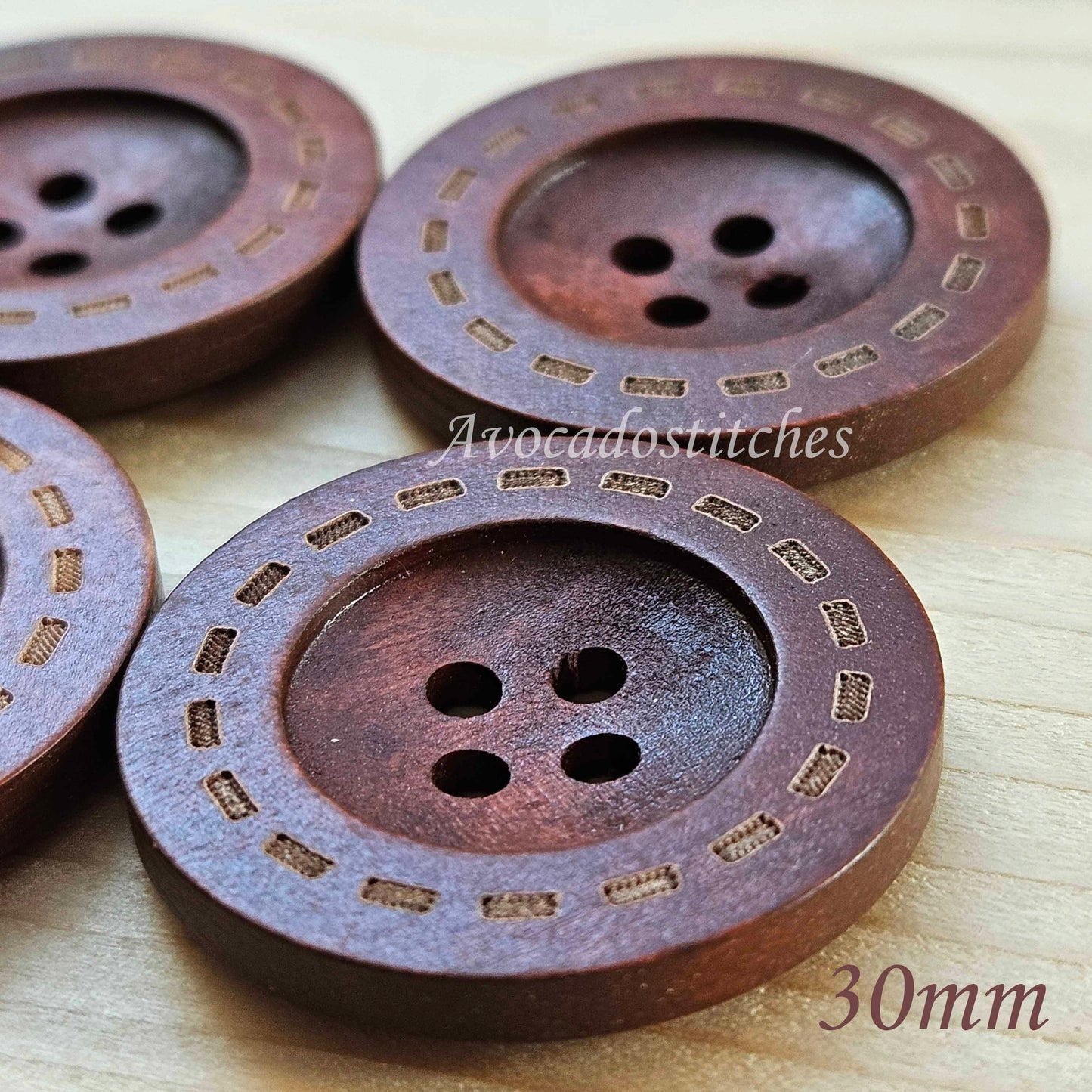 DASH COFFEE BROWN 4-Hole / 12.5-38mm / Wooden Buttons / Sewing Buttons