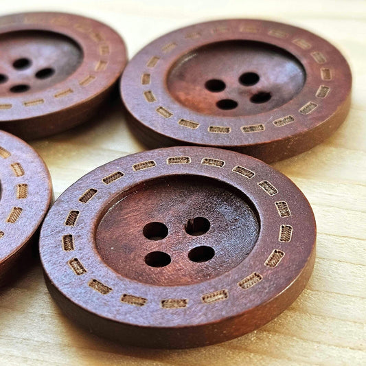 DASH Medium Coffee 4-Hole / 28-30mm / Wooden Buttons / Sewing Buttons
