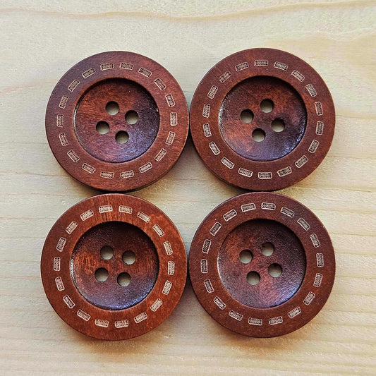 DASH Medium Coffee 4-Hole / 28-30mm / Wooden Buttons / Sewing Buttons