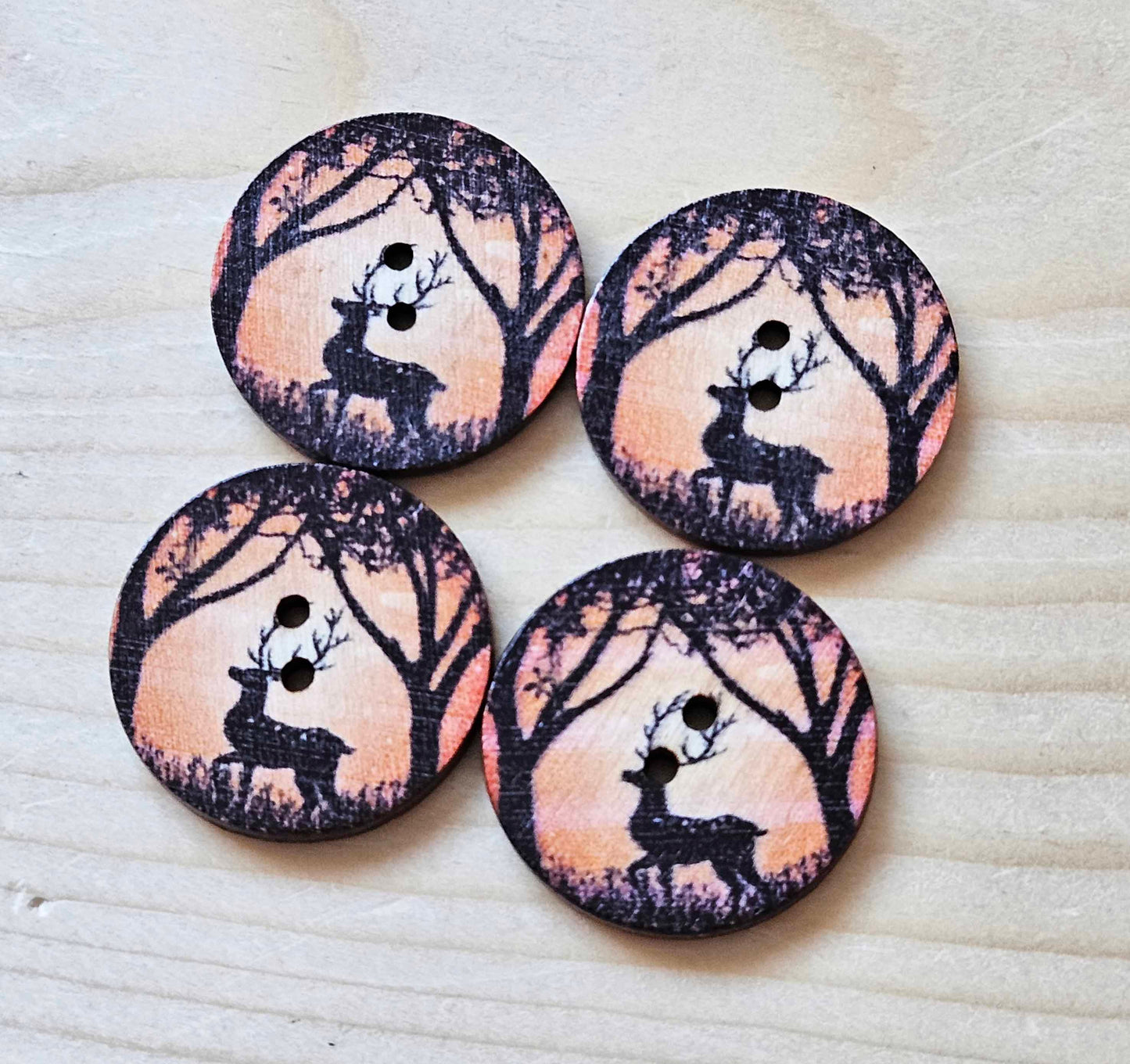 DEER IN WOOD / 25mm / Wooden Buttons / Sewing Buttons