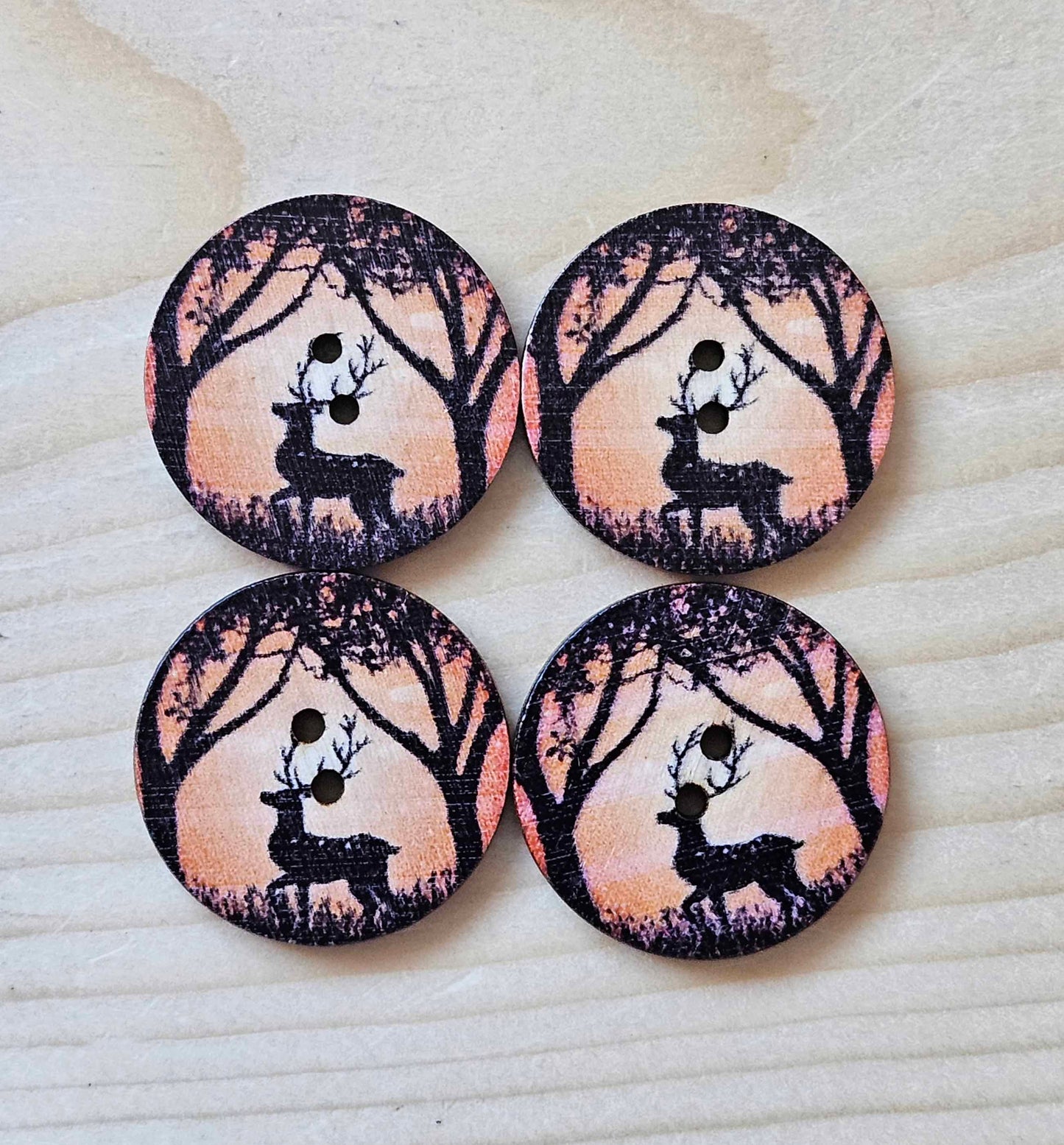 DEER IN WOOD / 25mm / Wooden Buttons / Sewing Buttons